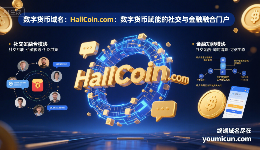 数字货币域名：HallCoin.com：数字货币赋能的社交与金融融合门户-第1张图片-优米村(YOUMICUN.COM)