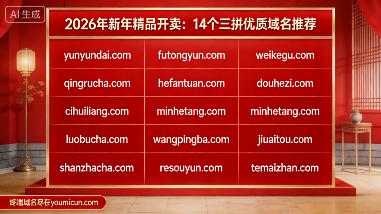 2026年新年精品开卖：14个三拼优质域名推荐-第1张图片-优米村(YOUMICUN.COM)
